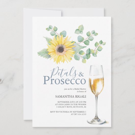 Petals & Prosecco Brautparty Sonnenblumen (Vorderseite)