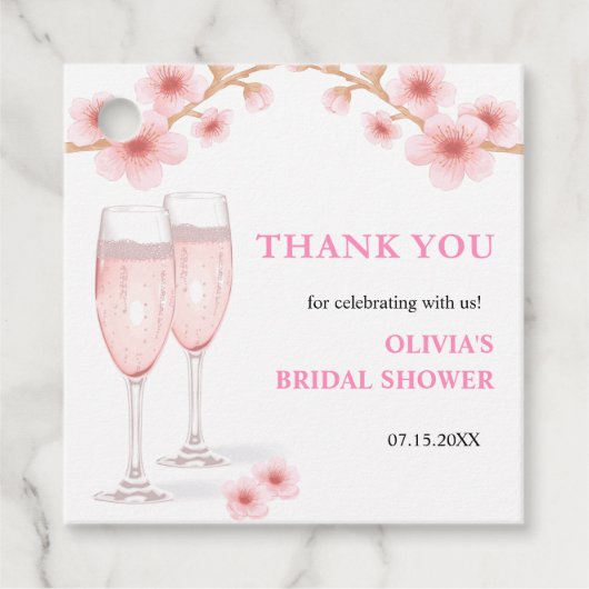 Petals & Prosecco Brautparty Vielen Dank Geschenkanhänger (Vorderseite)