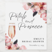Petals & Prosecco Brautparty Weinetikett (Einzelnes Label)