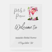 Petals & Prosecco Brautparty Willkommen Acrylschild (Vorderseite)
