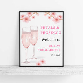 Petals & Prosecco Brautparty Willkommen Poster