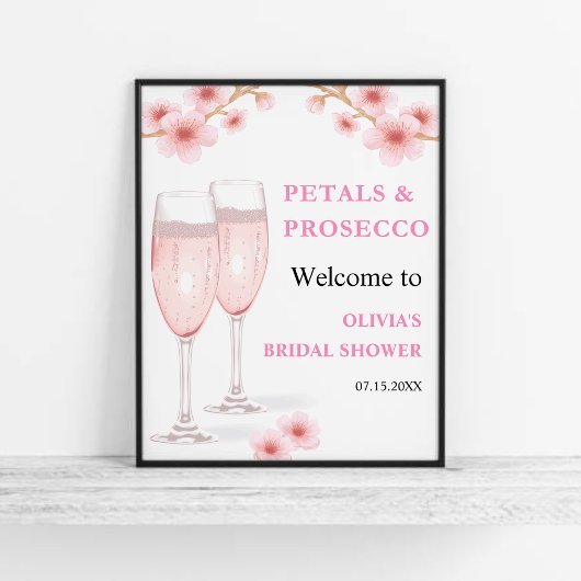 Petals & Prosecco Brautparty Willkommen Poster