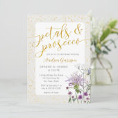 Petals & Prosecco Bridal Dusche Einladung (Stehend Vorderseite)