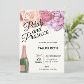 Petals & Prosecco Bridal Dusche Einladung (Stehend Vorderseite)