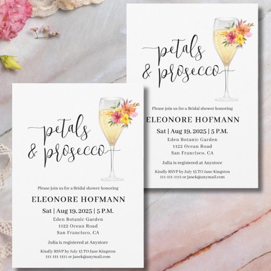 Petals & Prosecco Bridal Dusche Einladung