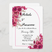 PETALS & PROSECCO BRIDAL SHOWING INVITATION, PINK EINLADUNG (Vorne/Hinten)