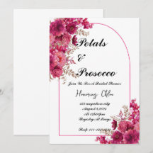 PETALS & PROSECCO BRIDAL SHOWING INVITATION, PINK