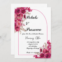 PETALS & PROSECCO BRIDAL SHOWING INVITATION, PINK