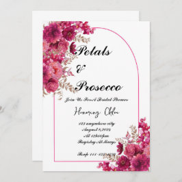 PETALS & PROSECCO BRIDAL SHOWING INVITATION, PINK EINLADUNG
