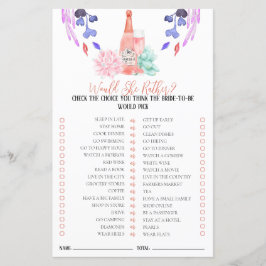 Petals & Prosecco Bridal Spiel würde sie lieber