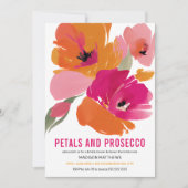 Petals & Prosecco Bright Abstrakte Blumenbridal Einladung (Vorderseite)