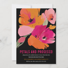 Petals & Prosecco Bright Abstrakte Blütenschwarze Einladung