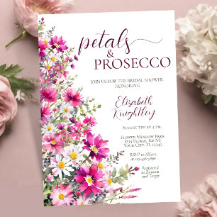 Petals & Prosecco Bright Pink Brautparty Einladung