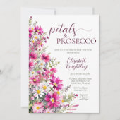 Petals & Prosecco Bright Pink Brautparty Einladung (Vorderseite)