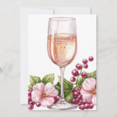 Petals & Prosecco Burgundy Brautparty Einladung (Rückseite)