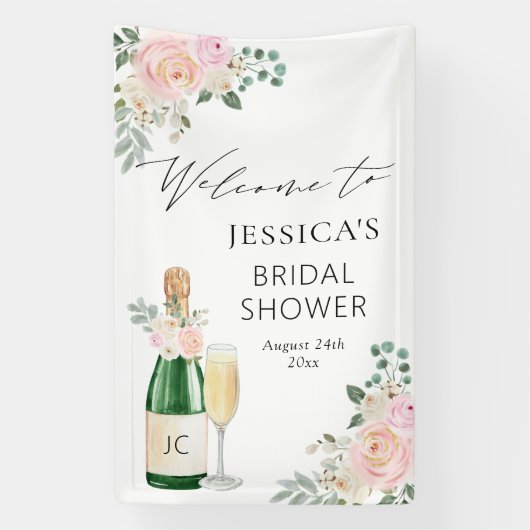 Petals & Prosecco Champagne Begrüßungszeichen Banner (Vertikal)