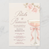 Petals & Prosecco Champagne Bow Bridal Shower Einladung (Vorderseite)