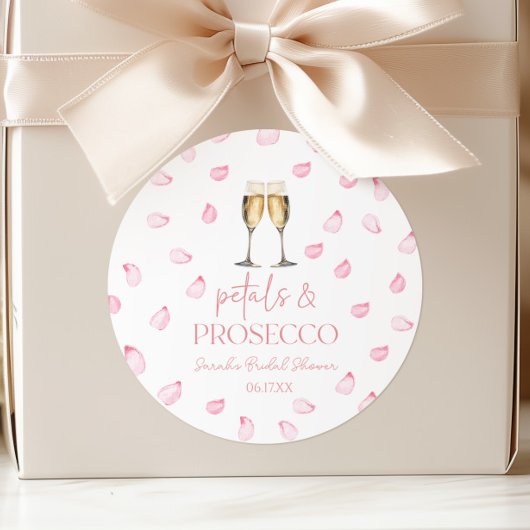 Petals & Prosecco Champagne Brautparty Runder Aufkleber