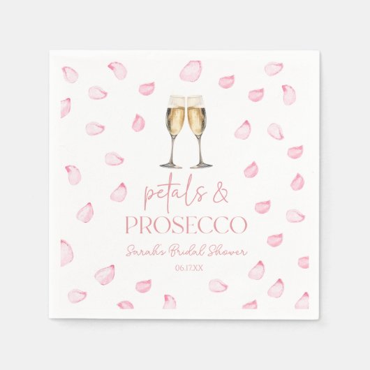 Petals & Prosecco Champagne Brautparty Serviette (Vorderseite)