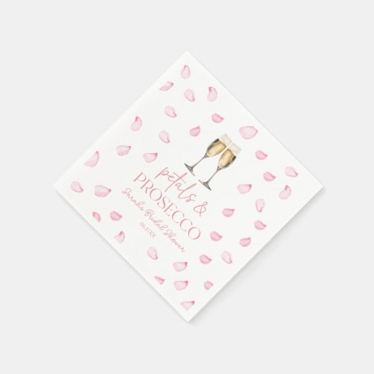 Petals & Prosecco Champagne Brautparty Serviette (Ecke)