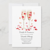 Petals & Prosecco Champagner-Junggesellinnen-Absch Einladung (Vorderseite)