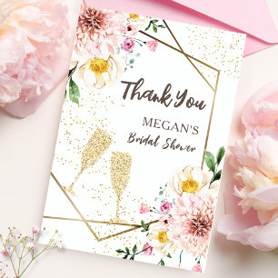 Petals & Prosecco   Dankeskarten für die Brautpart Dankeskarte