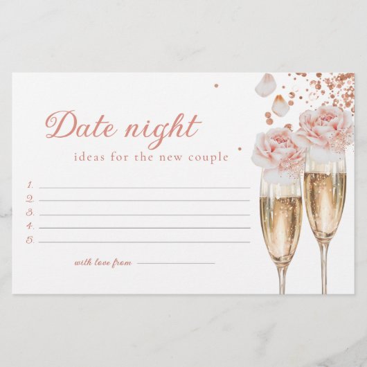 Petals & Prosecco Date Night Game Brautparty Briefpapier (Vorderseite)