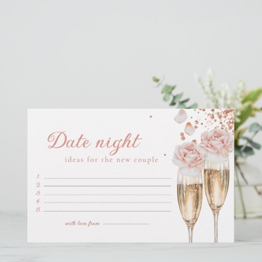 Petals & Prosecco Date Night Game Brautparty Briefpapier (Stehend Vorderseite)
