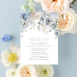 Petals & Prosecco Dusty Blue Floral Brautparty Einladung