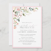 Petals & Prosecco Elegante Rosa Blütendusche Einladung (Vorderseite)