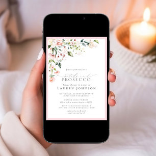 Petals & Prosecco Elegante Rosa Blütendusche Einladung