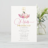 Petals Prosecco ernten Rose Fall Brautparty Einladung (Stehend Vorderseite)