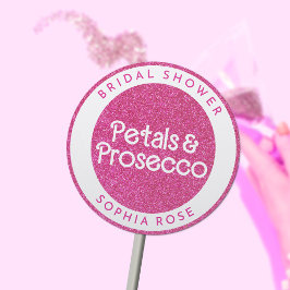 Petals & Prosecco Floral Arch Boho Brautparty Runder Aufkleber