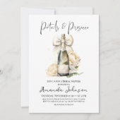 Petals & Prosecco Floral Bow Brautparty Einladung (Vorderseite)