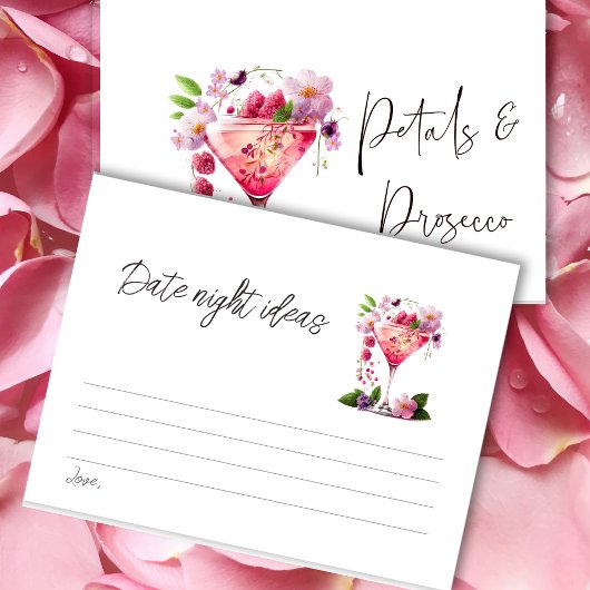 Petals & Prosecco Floral Brautparty Datum Spiel Begleitkarte