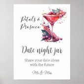 Petals & Prosecco Floral Brautparty Datum Spiel Poster (Vorne)