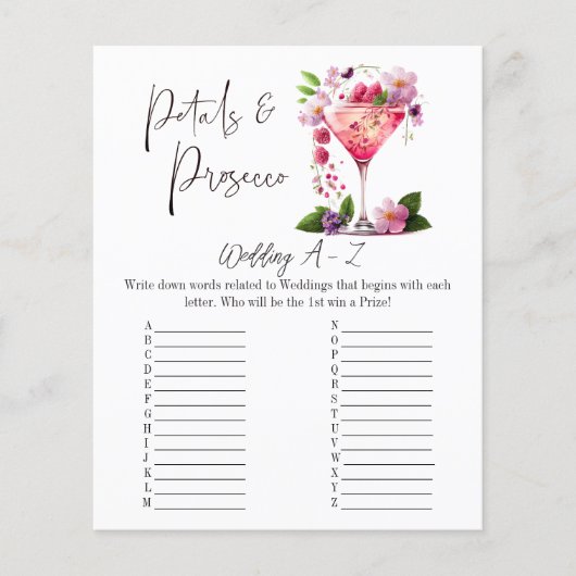 Petals Prosecco Floral Brautparty Hochzeitsspiel (Vorderseite)