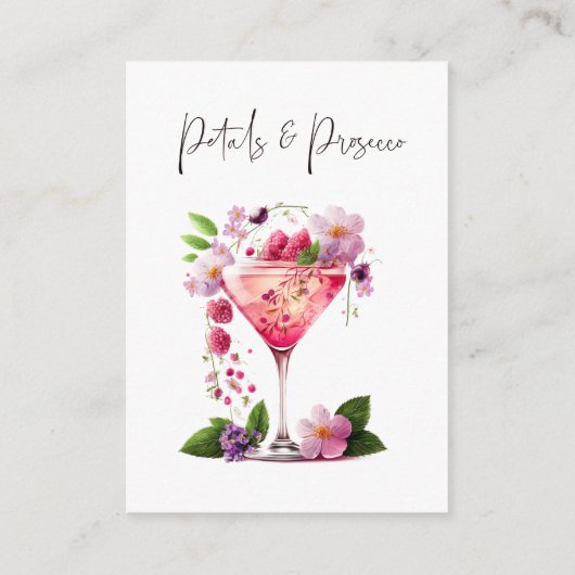 Petals Prosecco Floral Brautparty Hochzeitsspiel Begleitkarte (Rückseite)