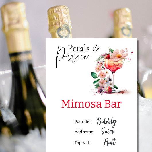 Petals Prosecco Floral Brautparty Mimosa Bar Poster