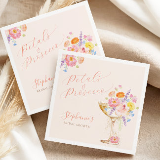 Petals & Prosecco Floral Bridal Shower Napkins Serviette