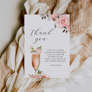 Petals & Prosecco Florale Brautparty Dankeskarte