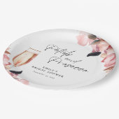 Petals & Prosecco Florale Brautparty Pappteller (Schrägansicht)