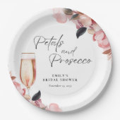Petals & Prosecco Florale Brautparty Pappteller (Vorderseite)
