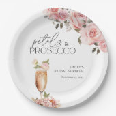 Petals & Prosecco Florale Brautparty Pappteller (Vorderseite)