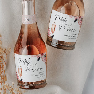 Petals & Prosecco Florale Brautparty Schaumweinetikett