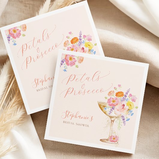 Petals & Prosecco Florale Brautparty-Servietten Serviette