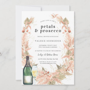 Petals & Prosecco   Florale Champagner-Hochzeitsdu Einladung