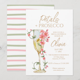 Petals & Prosecco Florale Hochzeitsdusche-Einladun Einladung