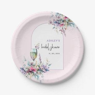 Petals & Prosecco Floraler Bogen Brautdusche Pappteller
