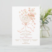 Petals & Prosecco Florales Brautbad Einladung (Stehend Vorderseite)